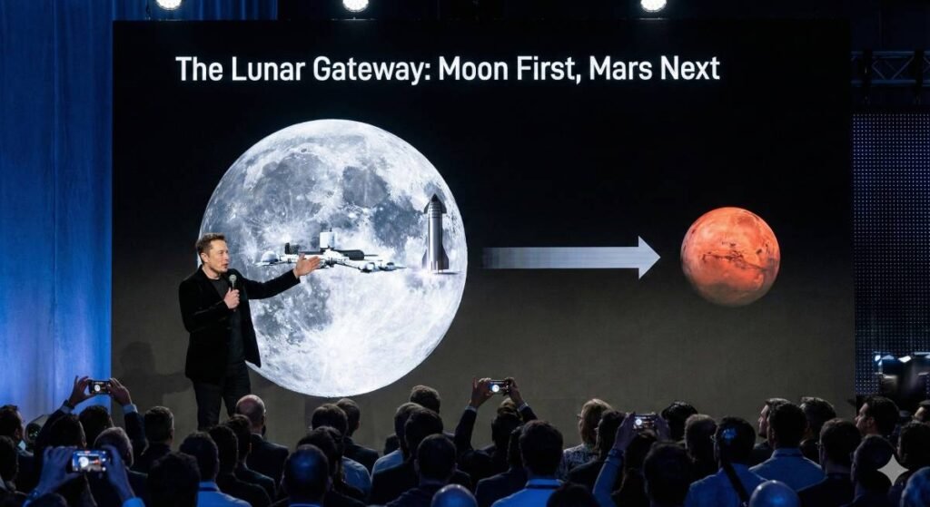 일론 머스크 스페이스X 달 탐사 전략 발표 스타십 화성 정착 전초기지 루나 게이트웨이